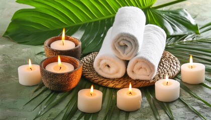exotic spa resort with burning candles