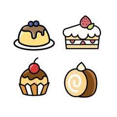 set of cakes and desserts