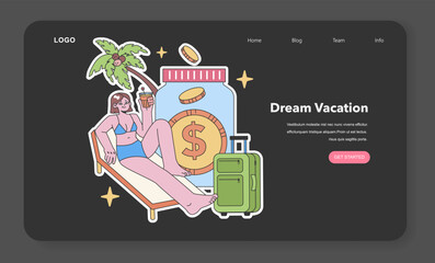 Dream Vacation concept. Flat vector illustration.