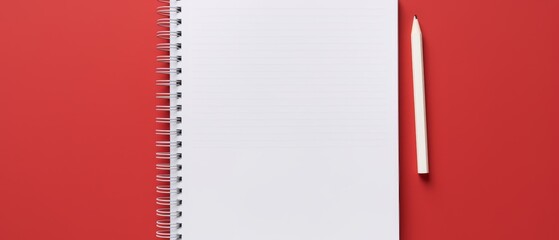 An empty notebook photographed from a top down perspective on a bicolor background