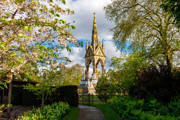 Albert Memorial in Kensington gardens in spring, London, UK