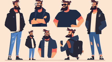 Stylish bearded man in trendy street style outfit D