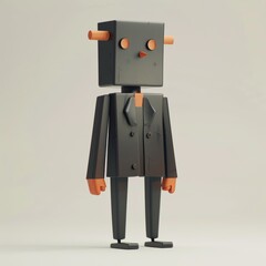 Quirky robot in a suit, embodying a fusion of technology and business.