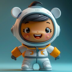 Adorable astronaut character with a whimsical design, suitable for children's content.