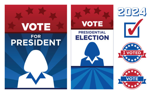 Political presidential vote flyer templates in vector format with icons