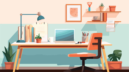Stylish workplace of graphic designer with laptop i