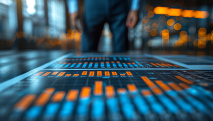 Man analyzing digital financial statistics