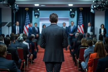 Fototapeta premium Politician addressing the press conference
