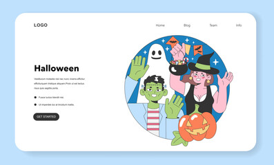 Halloween Fun set. Flat vector illustration