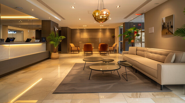 Luxurious hotel reception area