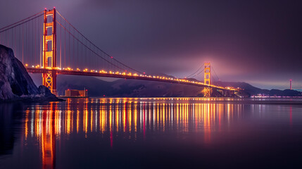 Fototapeta na wymiar Night view of the Golden Gate Bridge