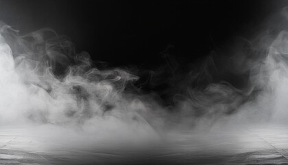 abstract misty fog on isolated black background smoke stage studio texture overlays the concept of aromatherapy
