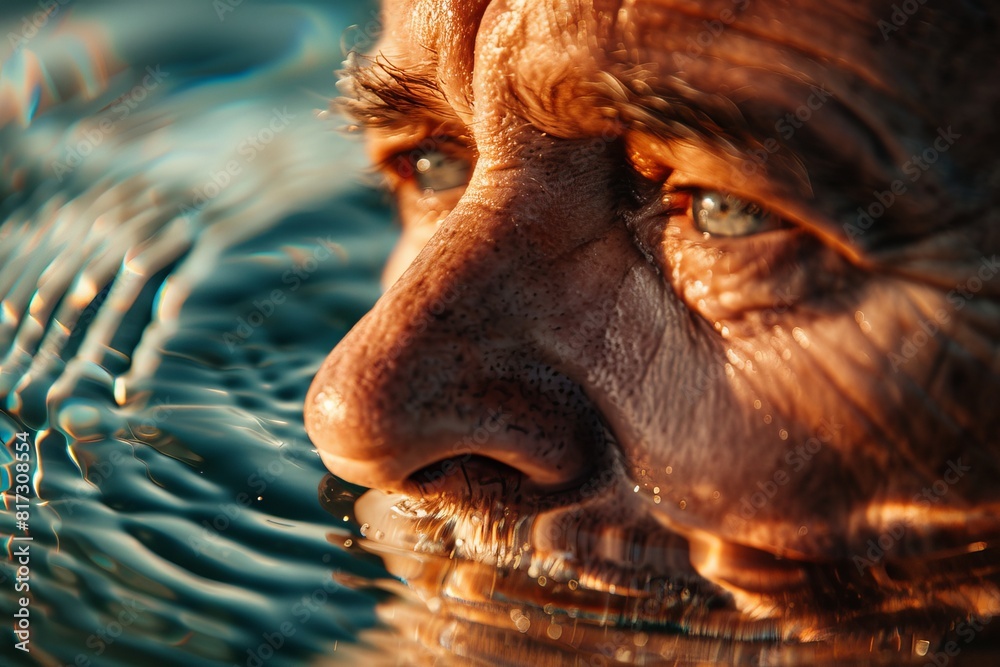 Poster Detailed view of water ripples with a blurred effect creating an abstract liquid texture
