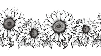 Sunflower seamless border hand draw sketch vector i