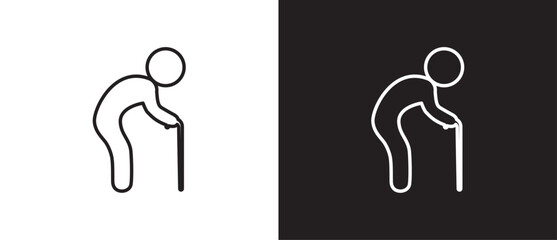Simple Old man icon, Priority symbols for disabled passenger Simple set of Priority Seat icons, Human vector signs. Old man Vector illusration in black and white background.