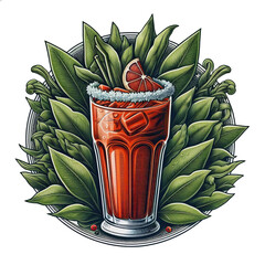 The Garden Mary Cocktail Surrounded by Lush Foliage - Isolated (cut) background