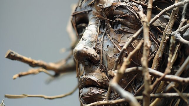 Human sculpture made of tree branches, 16:9