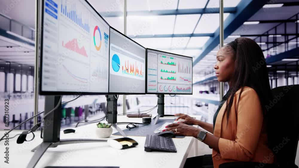Fototapete Data Analyst Using Data Analytics KPI
