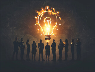 A concept of an idea. Teamwork, cooperation and creative solution 4:3