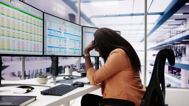 Data Analyst African Woman Using Spreadsheet
