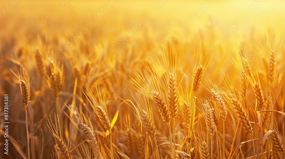 Aufkleber Fields of golden wheat shining in the setting suns light. Generative AI