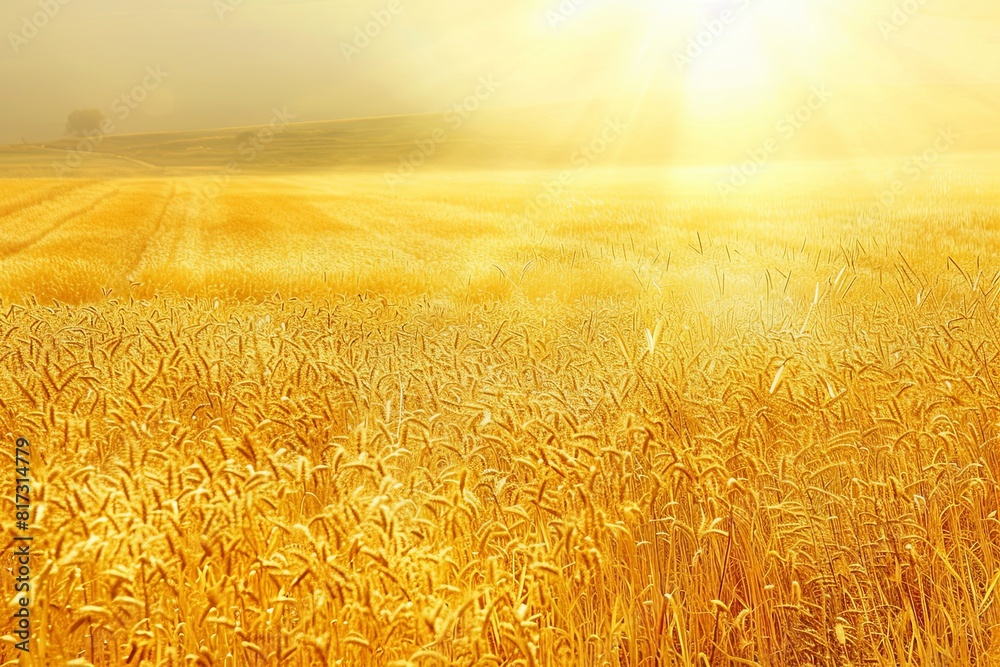Aufkleber a vast expanse of golden wheat fields shining brightly under the suns rays. generative ai