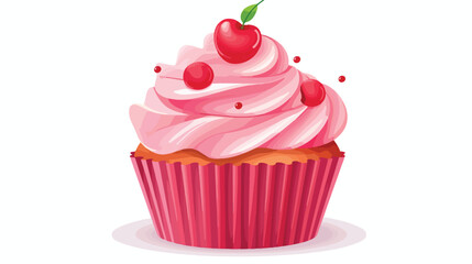 Tasty cupcake on white background 2d flat cartoon v