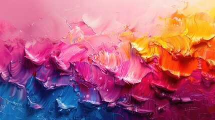 Obraz premium Vibrant Abstract Multicolored Painting: A Dynamic Mix of Colors Creating a Flowing Visual Experience