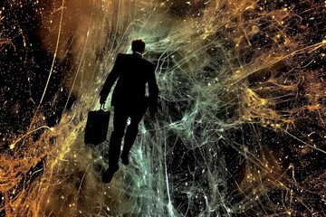 Fototapeta premium Businessman Walking Through a Space. Generative AI