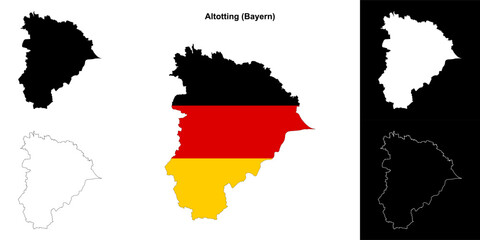 Obraz premium Altotting (Bayern) blank outline map set