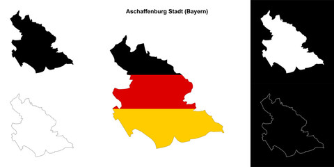 Aschaffenburg Stadt (Bayern) blank outline map set