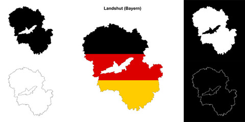 Landshut (Bayern) blank outline map set
