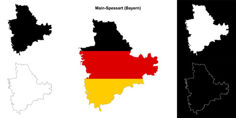 Main-Spessart (Bayern) blank outline map set