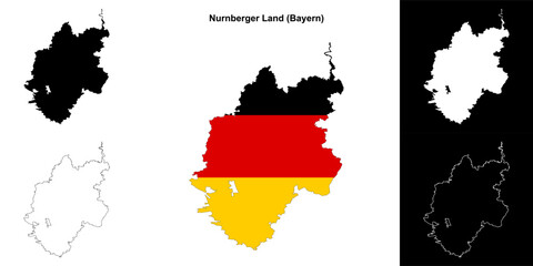 Nurnberger Land (Bayern) blank outline map set
