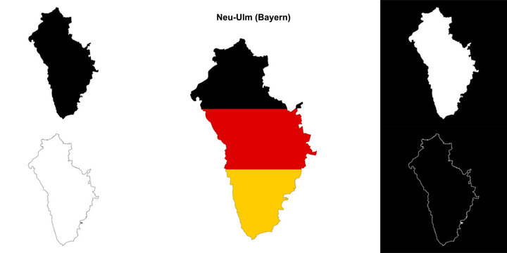Neu-Ulm (Bayern) blank outline map set