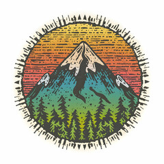 Mountain illustrator for t-shirt prints