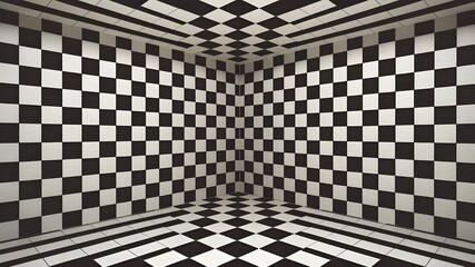 Create an optical illusion image featuring a grid of black and white squares.