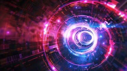 Fototapeta premium Hi-tech holographic circle portals for digital presentations.