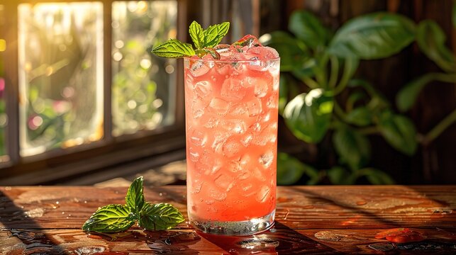 Pink grapefruit and rosemary gin cocktail served in prepared gin cocktail glass
