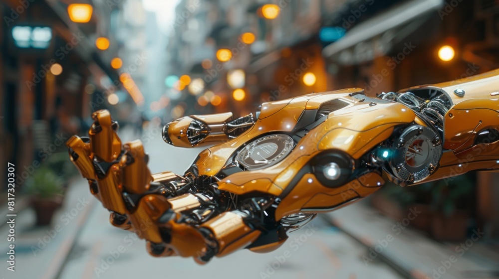 Poster digital interface and ai provide access to data growth of business in online network, robot applicat