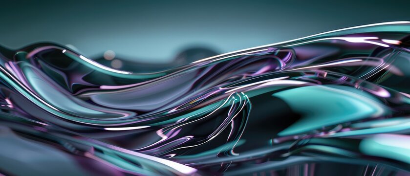 streamline 3d glass design element featuring plum turquoise charcoal color abstract pipe shaped wave