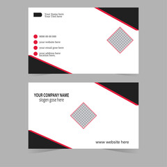 Fototapeta premium Business Card Accents Layout Vector creative business card template with triangles squares round waves for business Horizontal and vertical layout. Red and black color theme. Vector illustration