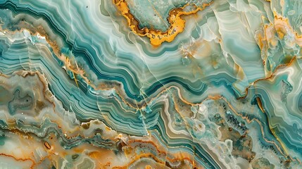 Abstract painting. Green and blue waves on a beige background.