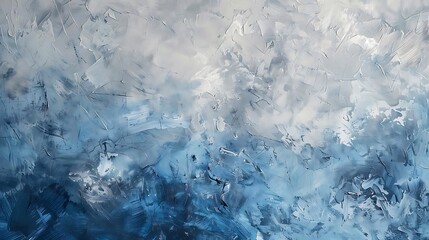 Abstract painting with blue and white.