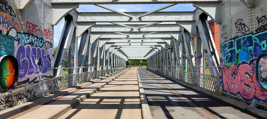 Steel bridge with graffiti