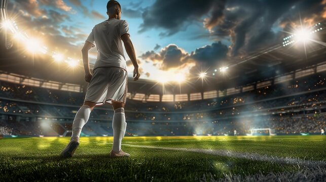Bathed in Glory: Soccer Hero Soaks Up the Adulation (Dramatic Lighting, Cinematic Sports Photography)