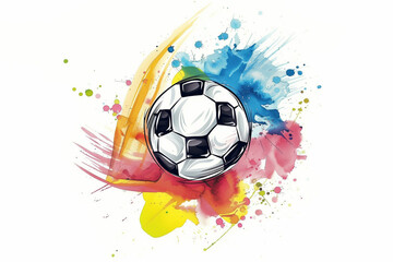 Fototapeta premium Vibrant Soccer Ball With Colorful Paint Splashes