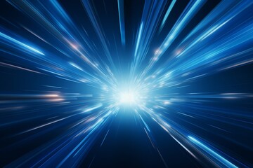 Intense Blue Light Burst on Black Background