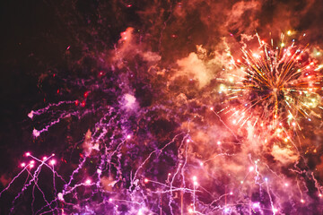 Bastille Day Fireworks Show in Paris, France over the Seine River
