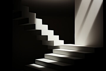 Obraz premium Light Illuminates Staircase in Dark Room